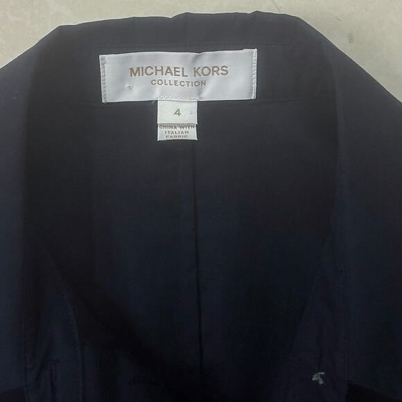 MICHAEL KORS COLLECTION Cotton Poplin Peplum Sleeveless Shirtdress Navy EUC Sz 4 - Picture 7 of 10